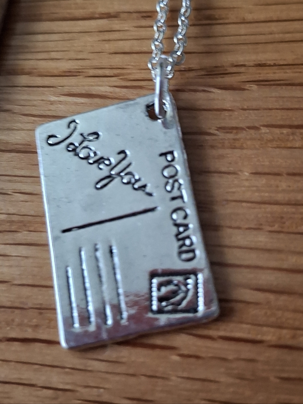 Postcard "I Love You" Silver Pendant Necklace